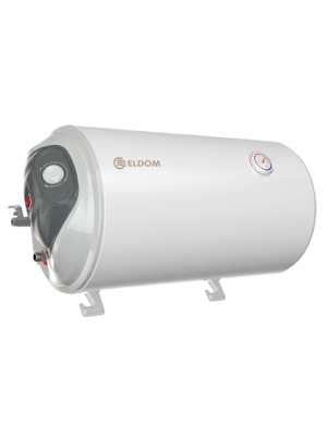 ELDOM Favourite Waagerechte Wasserspeicher 50 Liter 2 kW. mit die Anschlue an die linke Seite. Mechanisches Thermostat und Energieeffizienz C.