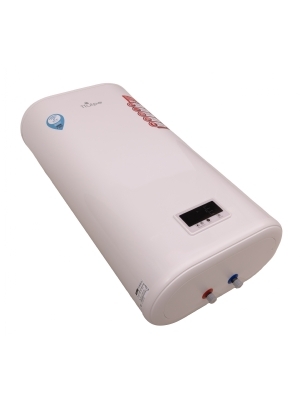 Hochwertiger flacher 68-Liter-Warmwasserspeicher mit WLAN zur senkrechter Montage an der Wand