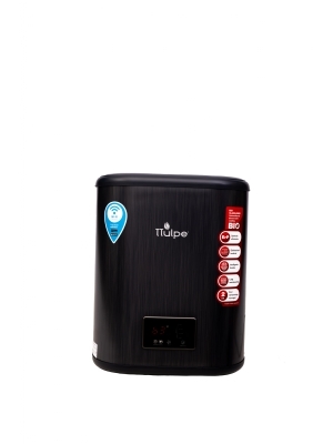 Hochwertiger, anthrazitschwarzer, flacher 26-Liter-Warmwasserspeicher mit WLAN und SMART-Funktion